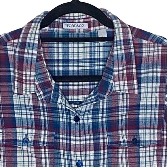 Toad&Co Wm’s Sz Lrg 100% Organic Cotton Mixo Flannel Button Down Tunic Shirt - Picture 2 of 4